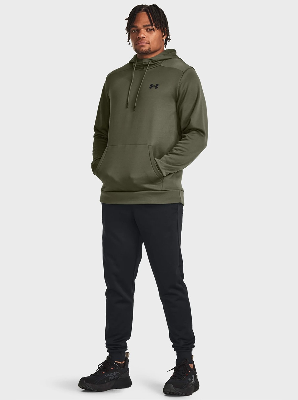 Толстовка мужская Under Armour UA Armour Fleece Hoodie оливковая 1373353-390 изображение 9