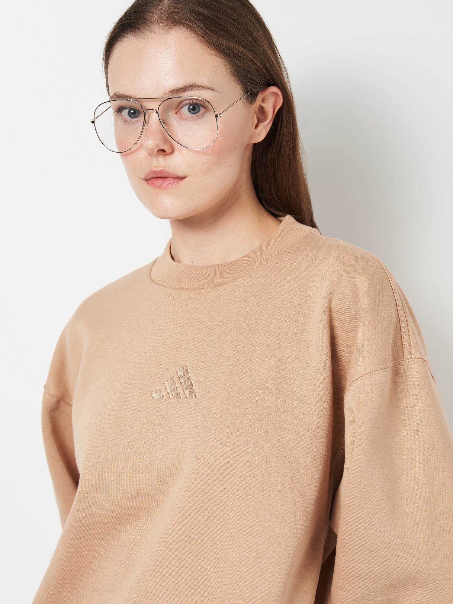 Толстовка женская Adidas W ALL SZN SWT бежевая JV7256 изображение 5