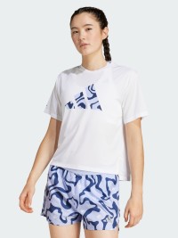 Футболка женская Adidas RUN IT BL TEE W белая JD2349 изображение 2