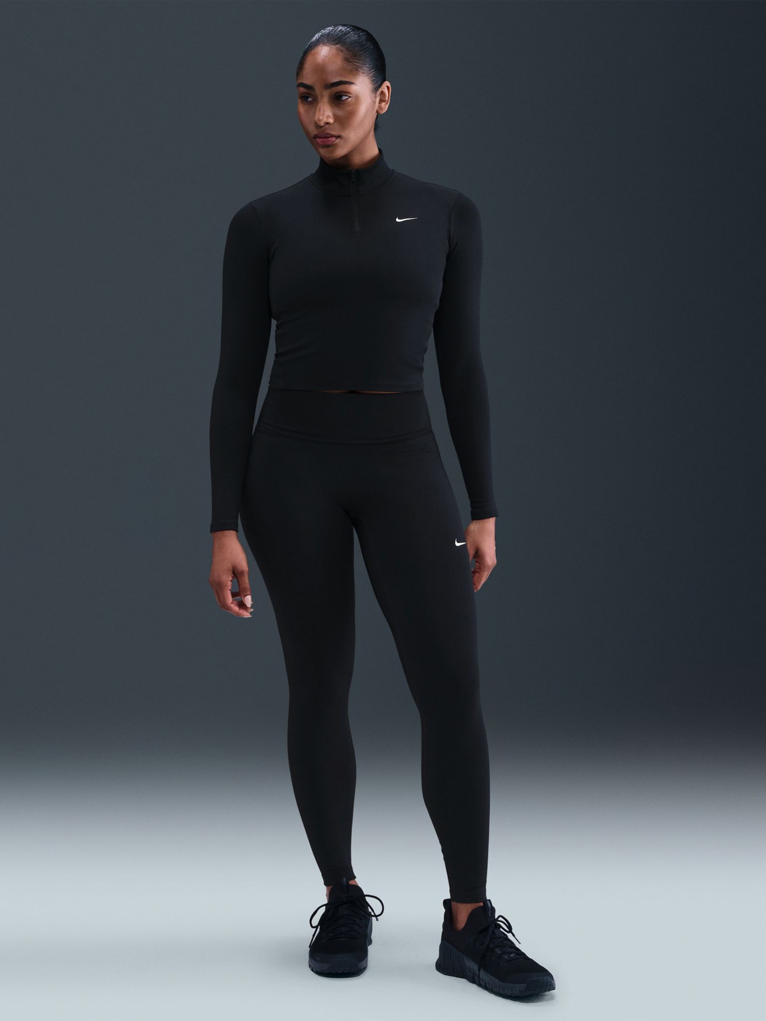 Футболка женская Nike W NK ONE DF QZ FTTD MDLYR SPD черная IM9447-010 изображение 5