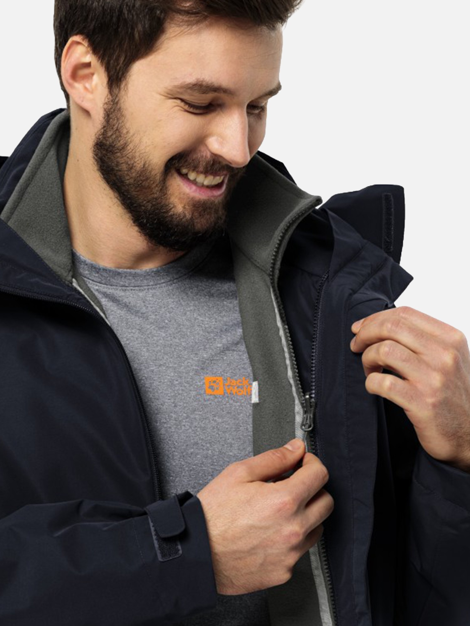 Толстовка мужская Jack Wolfskin WINTERSTEIN FZ M серая 1711371-6945 изображение 5