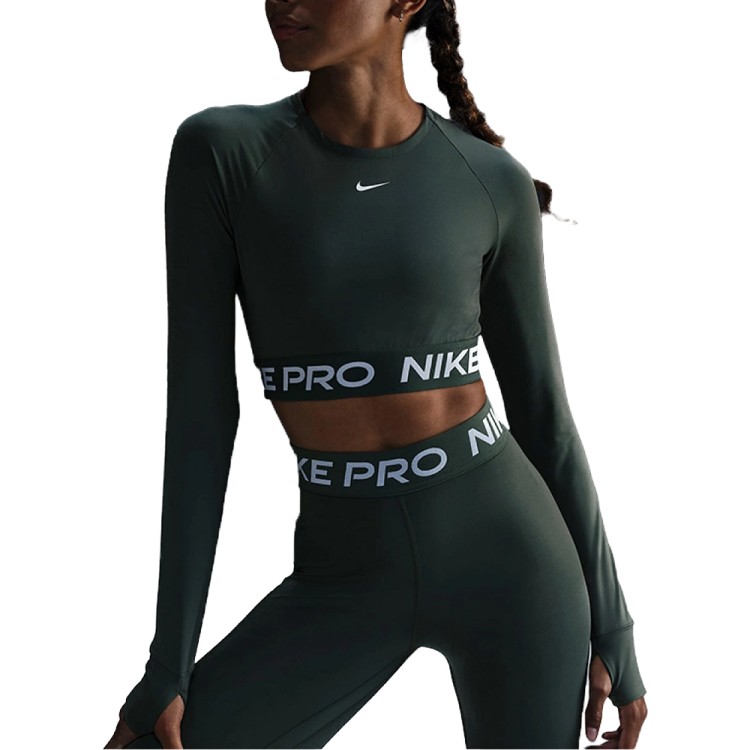 Футболка женская Nike NIKE PRO DF 365 CROP LS зеленая FV5484-338 изображение 1