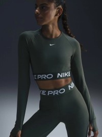 Футболка женская Nike NIKE PRO DF 365 CROP LS зеленая FV5484-338 изображение 2