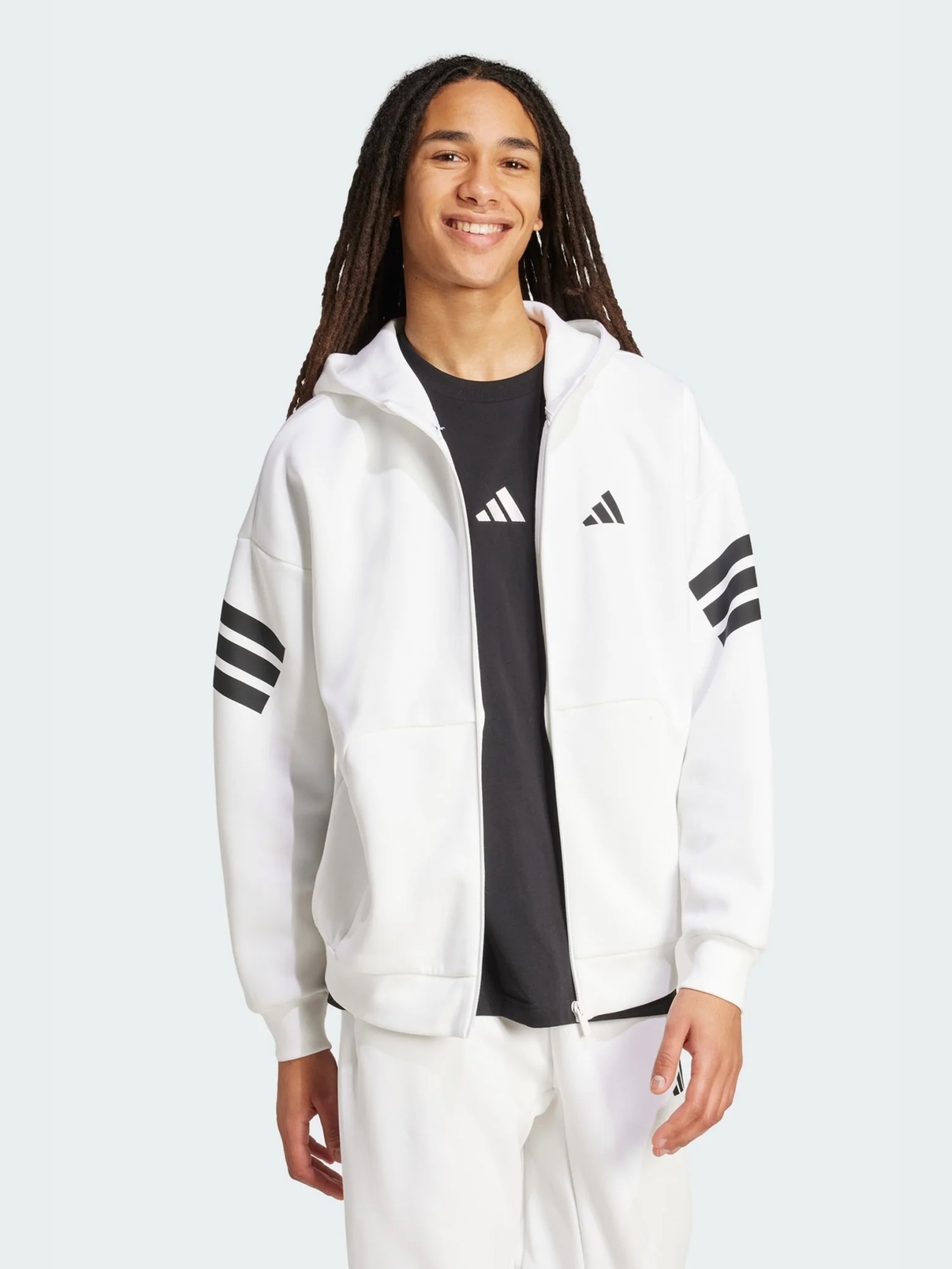 Толстовка мужская Adidas M FI 3S FZ белая JW7106 изображение 3