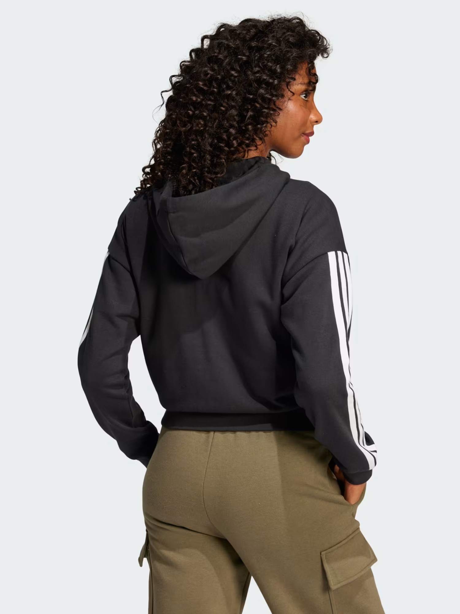 Толстовка женская Adidas W 3S FT FZ HD черная JE0052 изображение 3