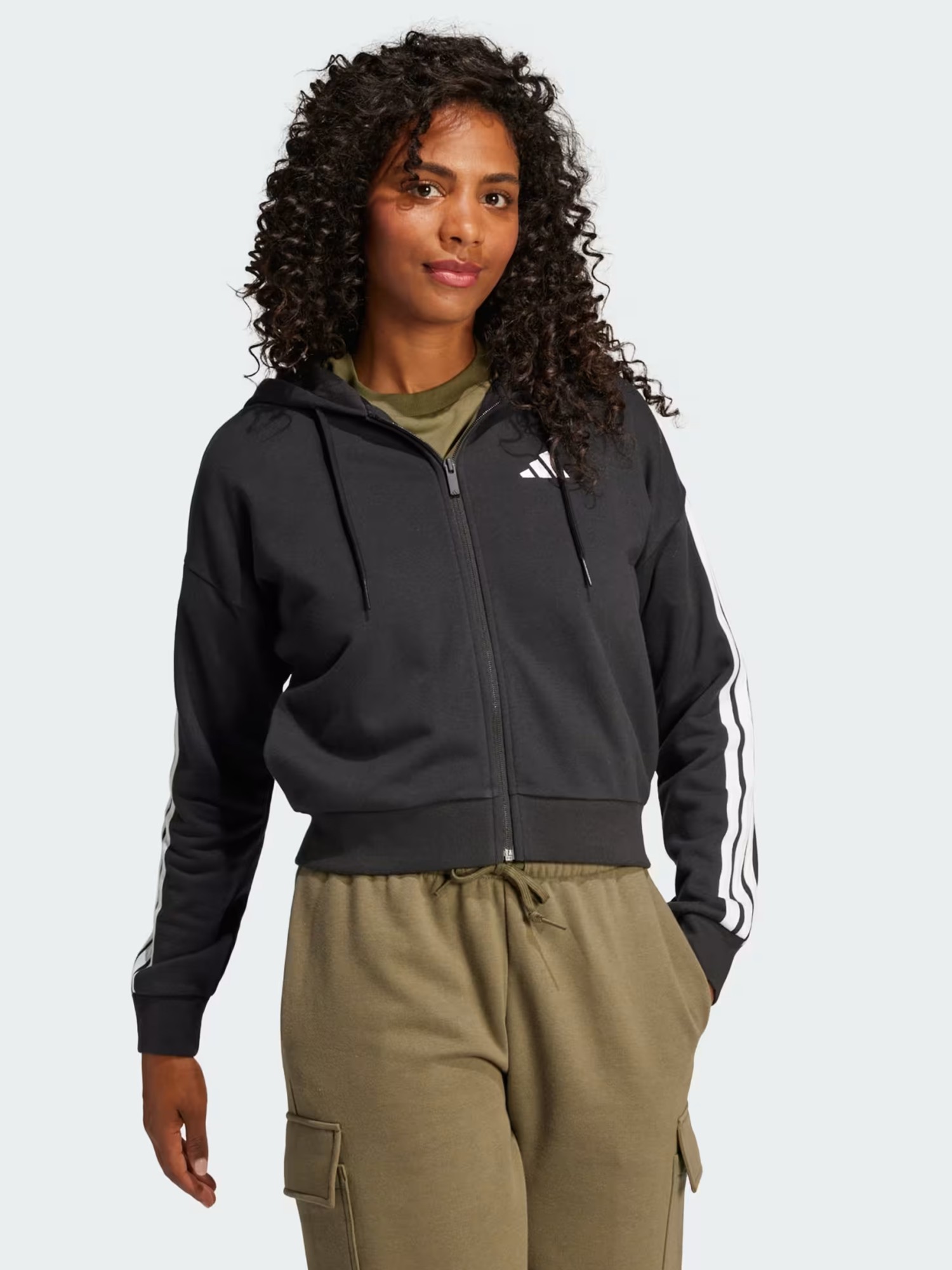 Толстовка женская Adidas W 3S FT FZ HD черная JE0052 изображение 4