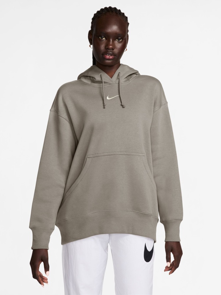 Толстовка женская Nike W NSW PHNX FLC OS PO HOODIE серая DQ5860-009 изображение 2