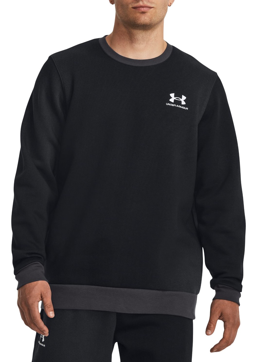 Толстовка мужская Under Armour UA Essential Flc Novelty Crw черная 1381213-001 изображение 2