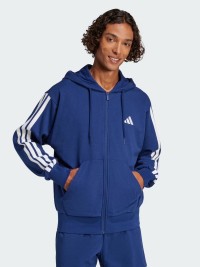 Толстовка мужская Adidas M 3S FT FZ HD синяя JE6341 изображение 2