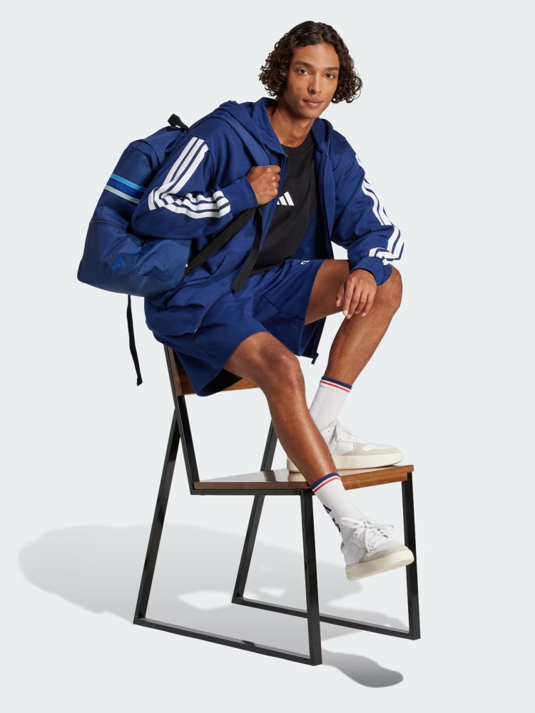 Толстовка мужская Adidas M 3S FT FZ HD синяя JE6341 изображение 4