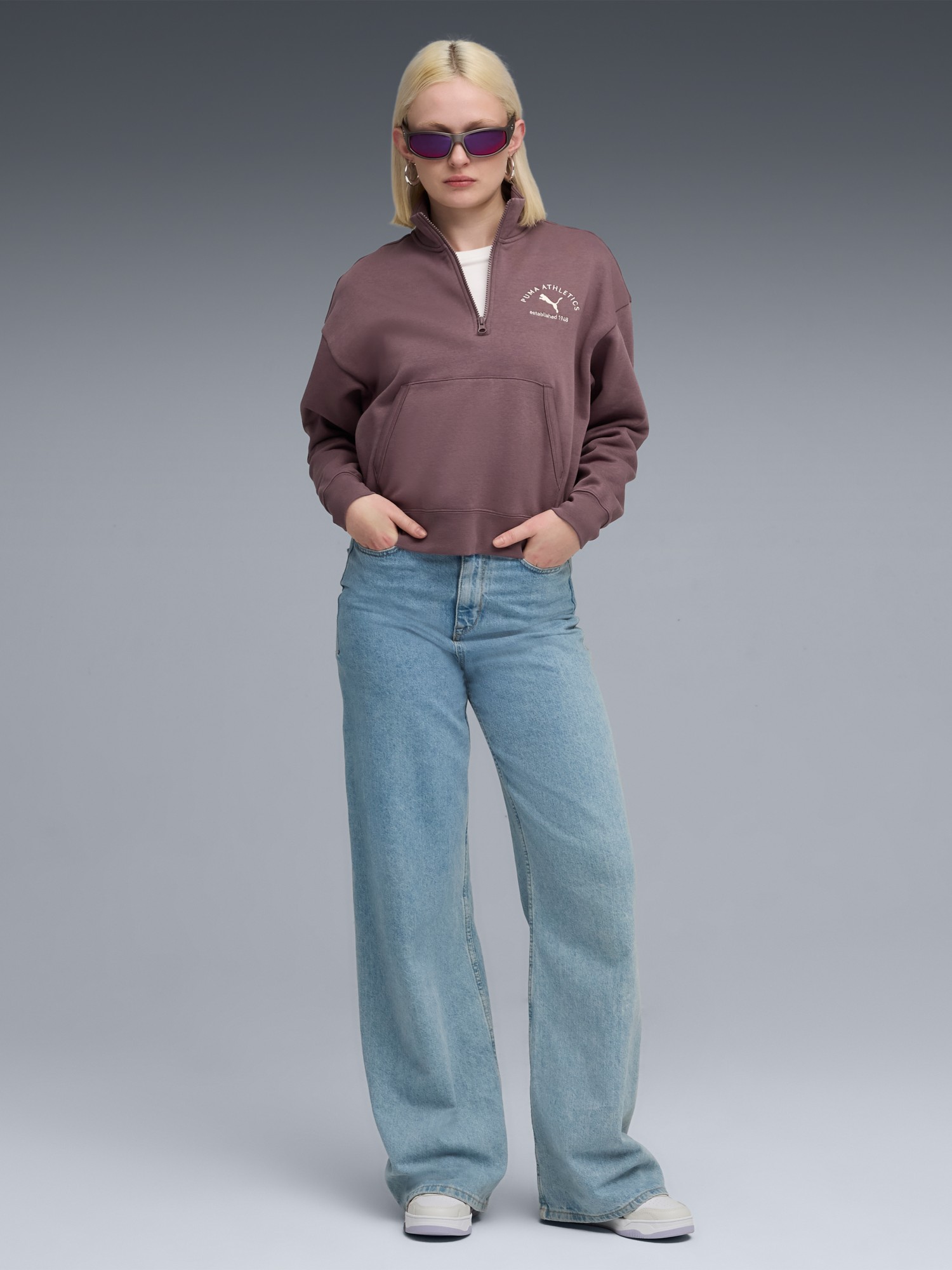 Толстовка женская Puma CLASS Half-Zip Crew фиолетовая 68813888 изображение 4
