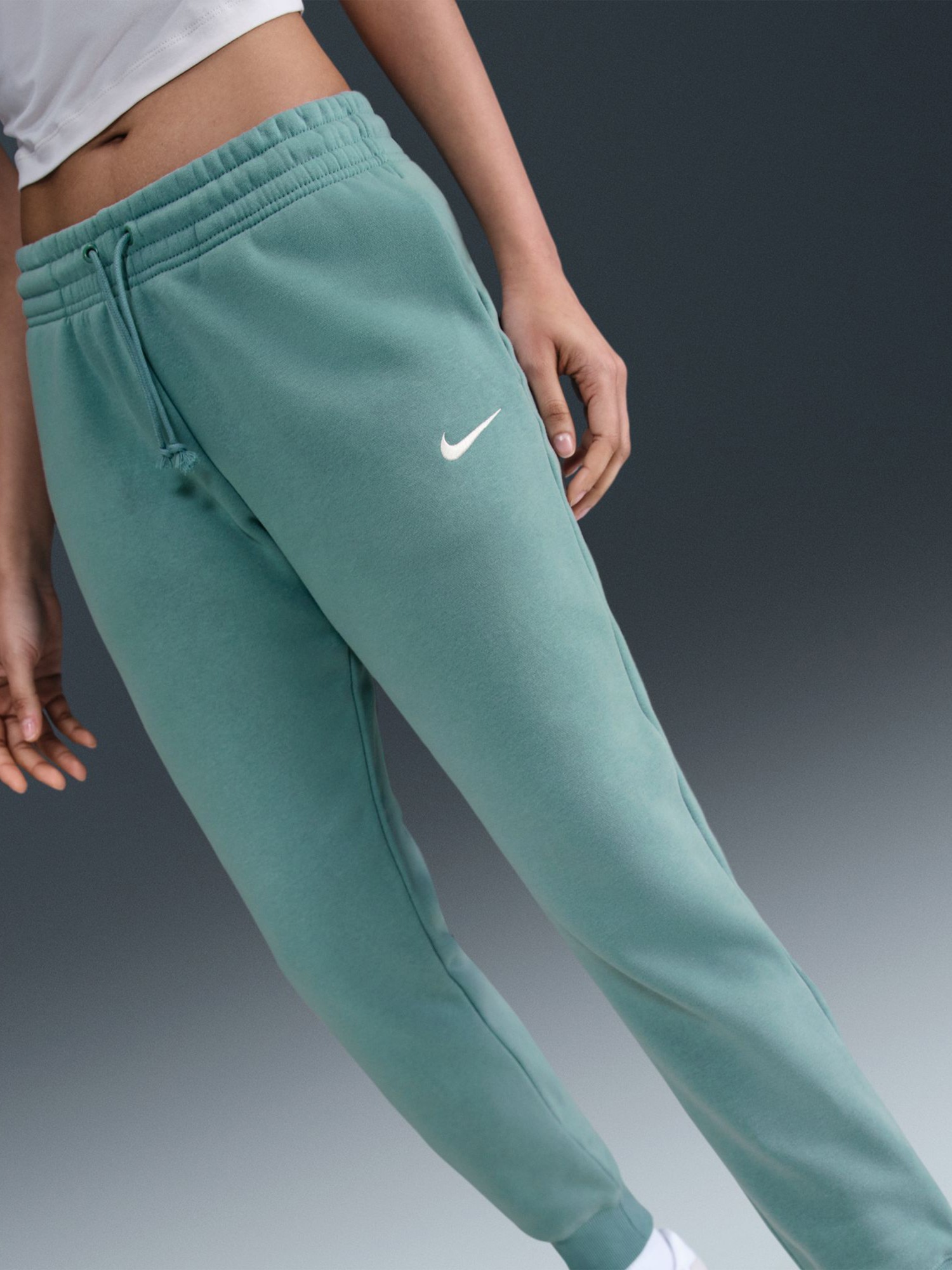 Брюки женские Nike W NSW PHNX FLC MR PANT STD бирюзовые FZ7626-017 изображение 5