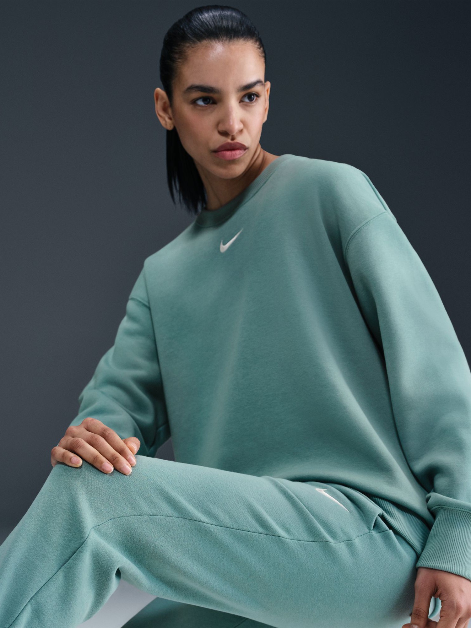 Брюки женские Nike W NSW PHNX FLC MR PANT STD бирюзовые FZ7626-017 изображение 7