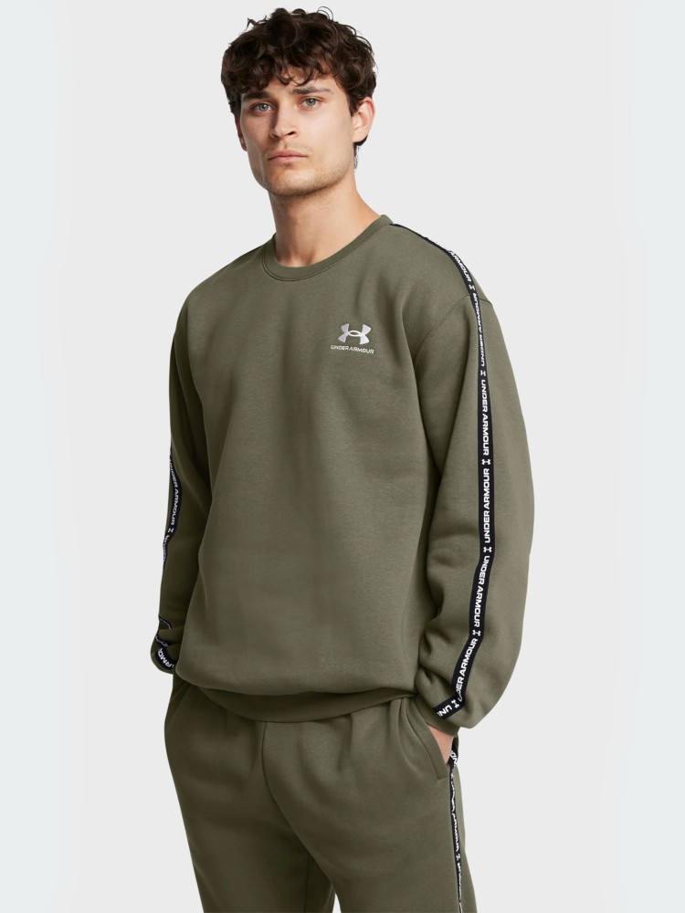 Толстовка мужская Under Armour UA Icon Fleece Crew Taping оливковая 1389357-390 изображение 2