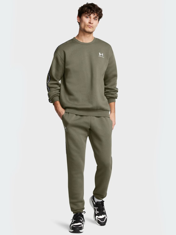 Толстовка мужская Under Armour UA Icon Fleece Crew Taping оливковая 1389357-390 изображение 4
