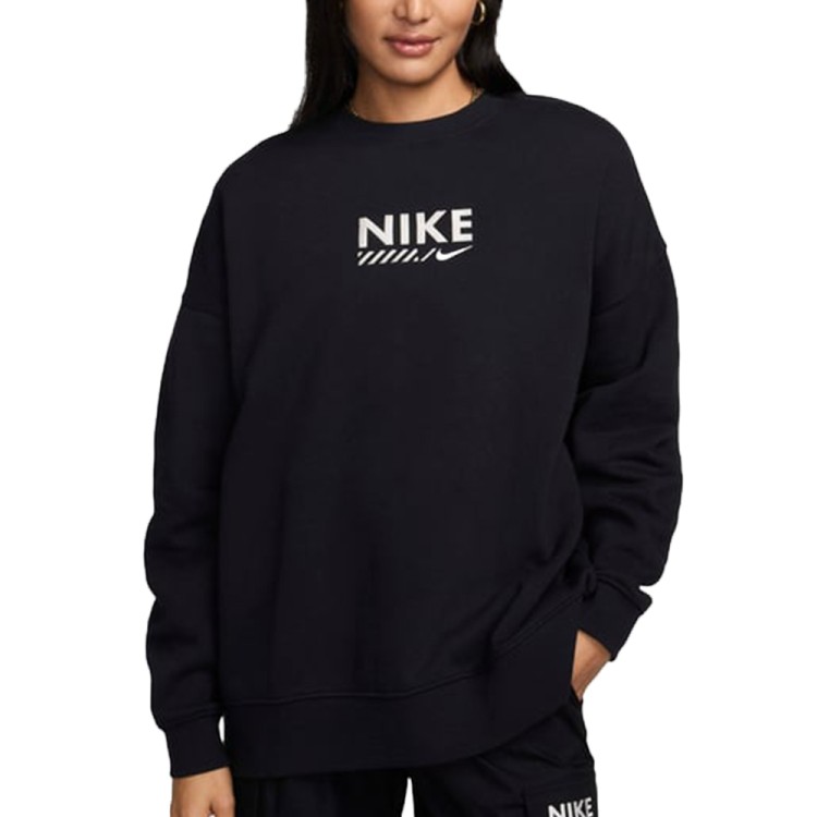 Толстовка женская Nike W NSW FLC OS CREW GLS черная HM4318-010 изображение 1