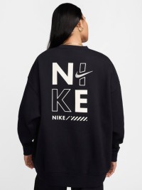 Толстовка женская Nike W NSW FLC OS CREW GLS черная HM4318-010 изображение 3