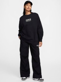 Толстовка женская Nike W NSW FLC OS CREW GLS черная HM4318-010 изображение 4