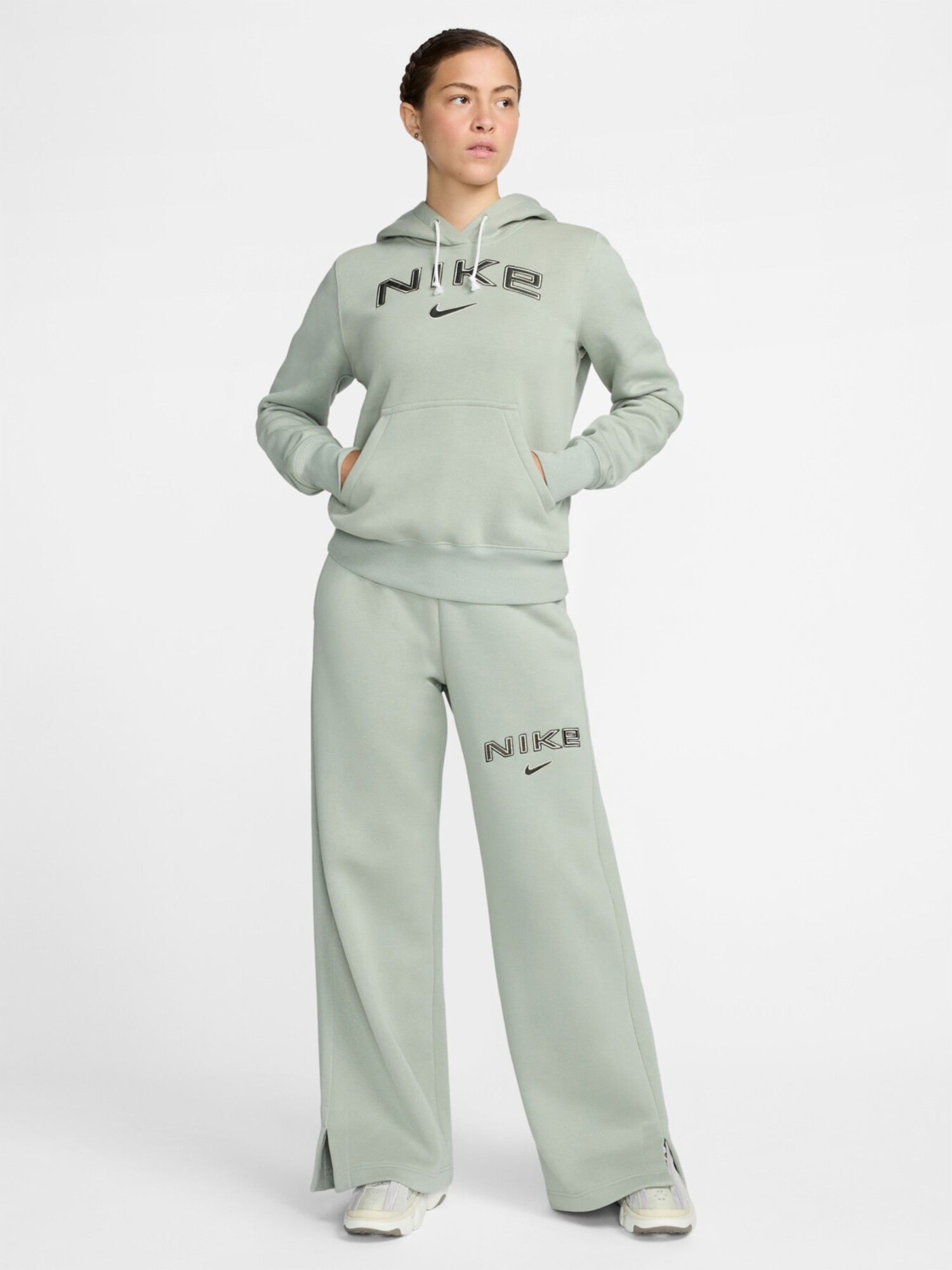 Толстовка женская Nike W NSW PHNX FLC STD PO LOGO HDY зеленая HM9751-370 изображение 4