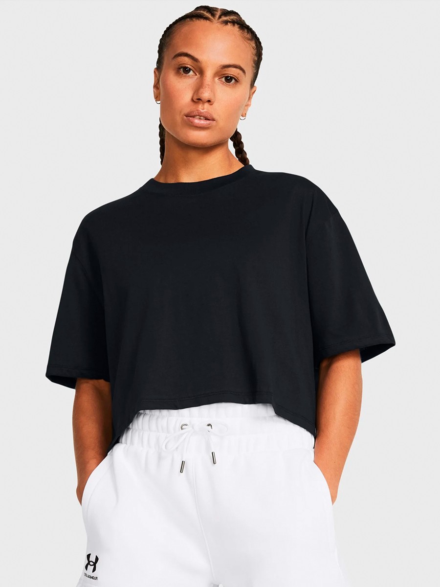 Футболка женская Under Armour Campus Boxy Crop SS черная 1383644-001 изображение 2