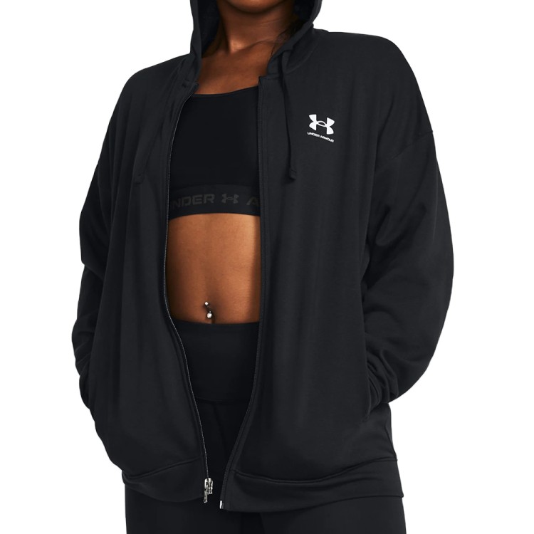 Толстовка женская Under Armour UA Rival Terry OS FZ Hooded черная 1386043-001 изображение 1
