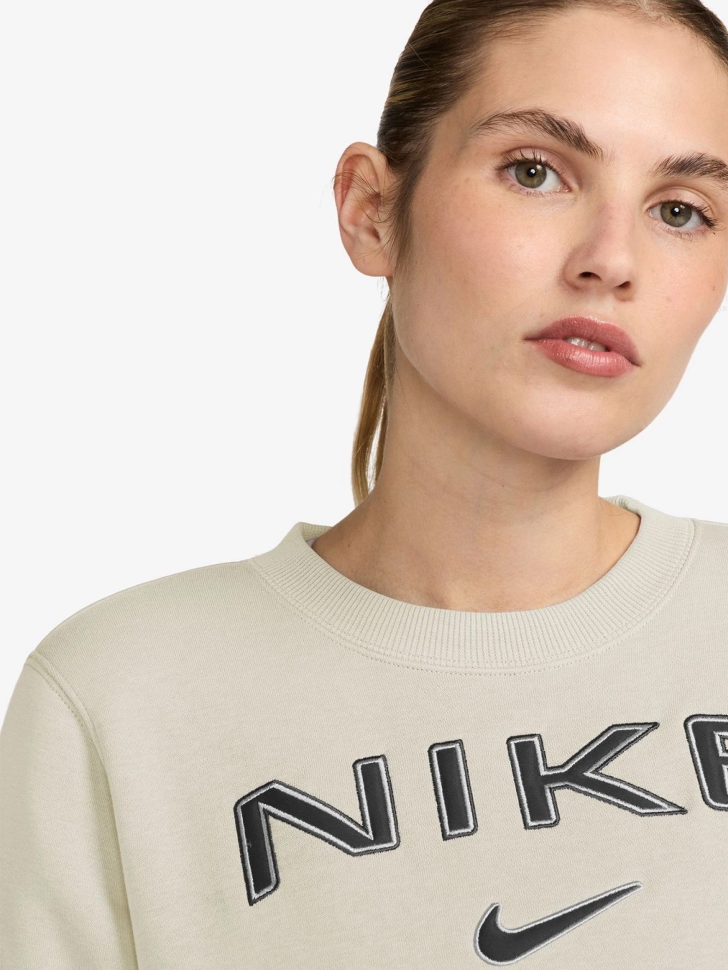 Толстовка женская Nike W NSW PHNX FLC STD LOGO CREW бежевая HM9754-104 изображение 4