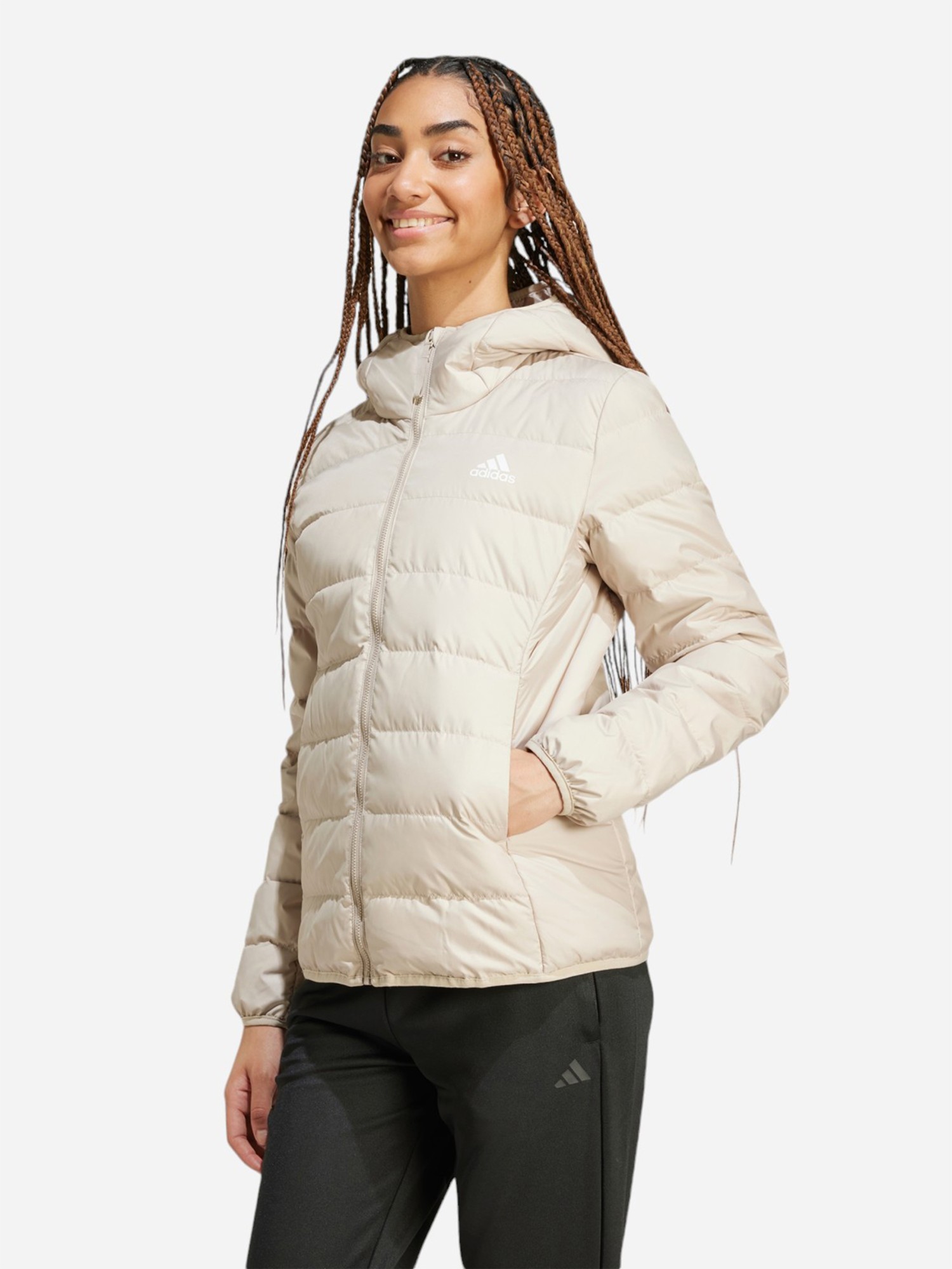 Куртка женская Adidas W ESS L D HO J бежевая IX8930 изображение 2