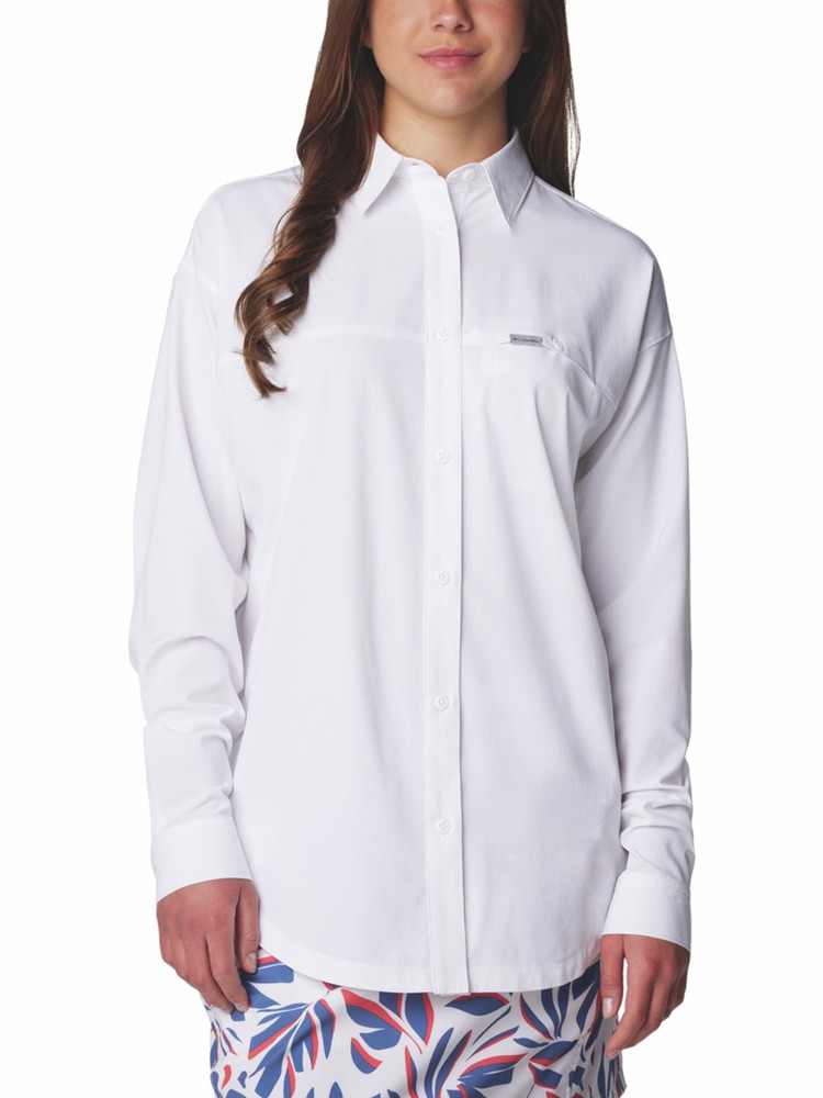 Рубашка женская Columbia BOUNDLESS TREK™ LAYERING LS белая 2073061-100 изображение 2