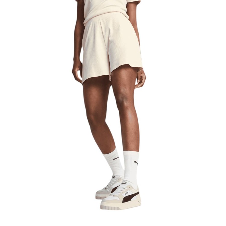 Шорты женские Puma ESS ELEVATED Shorts бежевые 68502687 изображение 1