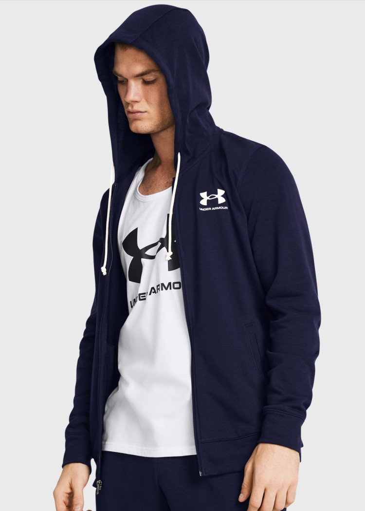 Толстовка мужская Under Armour UA Rival Terry LC FZ синяя 1370409-410 изображение 2