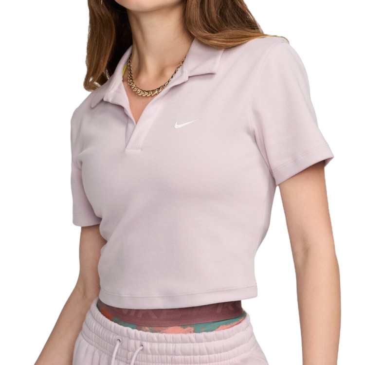 Футболка женская Nike W NSW ESSNTL SS POLO CRP TOP бежевая DV7884-019 изображение 1