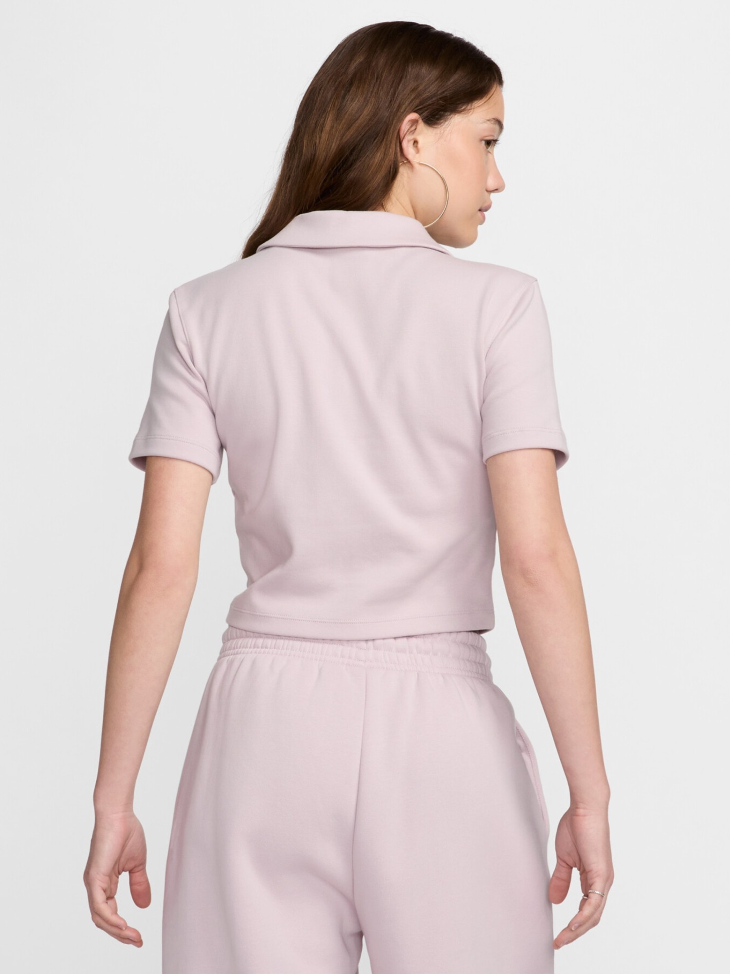 Футболка женская Nike W NSW ESSNTL SS POLO CRP TOP бежевая DV7884-019 изображение 3
