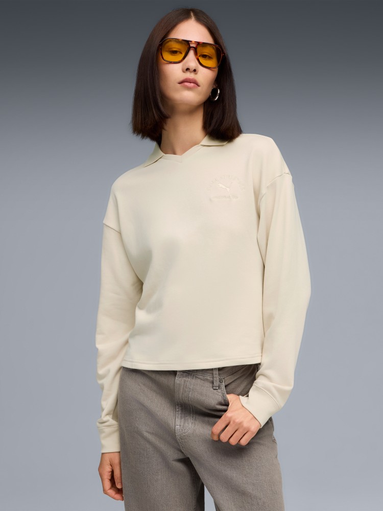 Толстовка женская Puma CLASS Comfort Short Polo Crew TR молочная 68813387 изображение 2