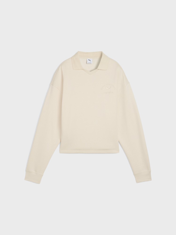 Толстовка женская Puma CLASS Comfort Short Polo Crew TR молочная 68813387 изображение 5