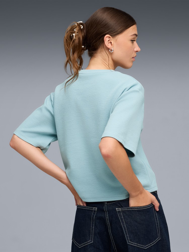 Футболка женская Puma ESS ELEVATED Relaxed Tee голубая 69181347 изображение 3