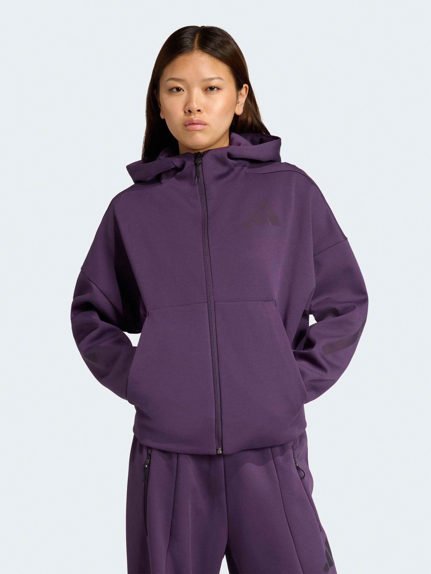Толстовка женская Adidas W Z.N.E. FZ фиолетовая KC4569 изображение 2
