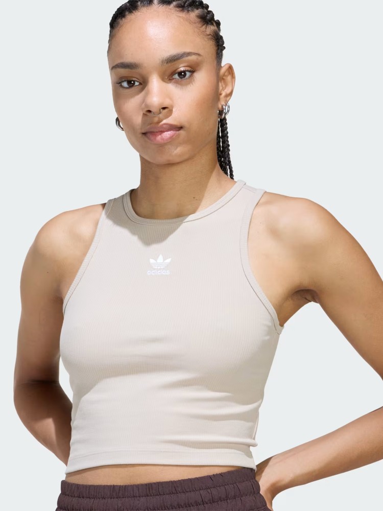 Майка женская Adidas ESS RIB TANK бежевая KD3822 изображение 4