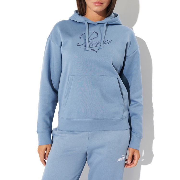 Толстовка женская Puma ESS SCRIPT Comfort Hoodie FL голубая 68807234 изображение 1