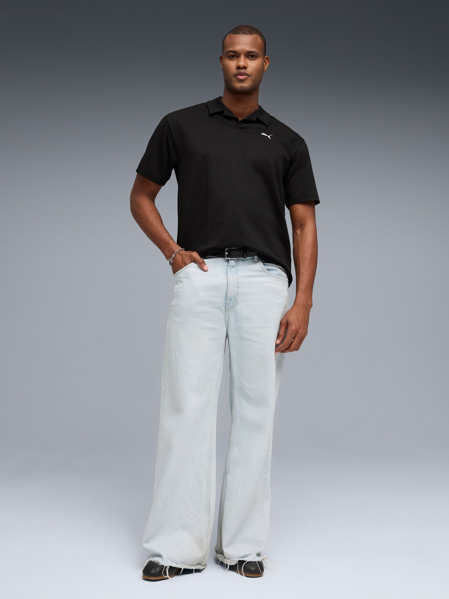 Футболка мужская Puma ESS ELEVATED Material Polo черная 69256001 изображение 4