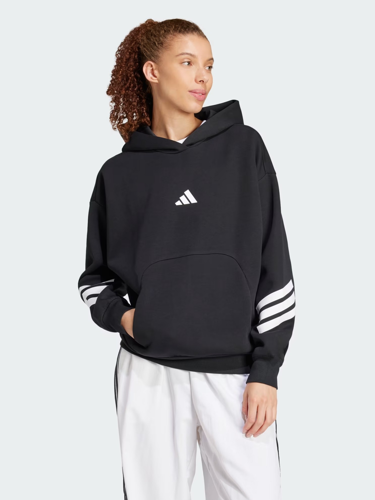 Толстовка женская Adidas W FI 3S OH HD черная JC5426 изображение 2