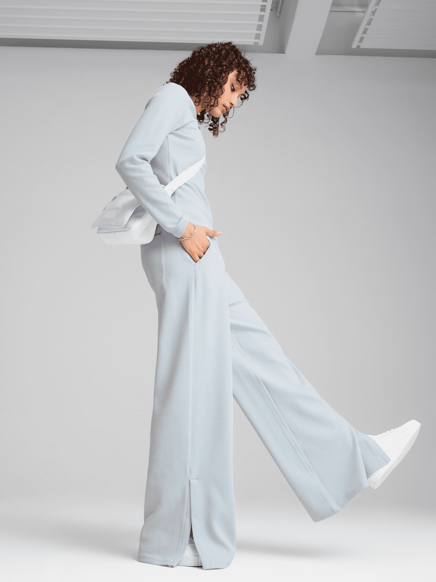 Брюки женские Puma HER High-Waist Straight Pant голубые 68506147 изображение 6