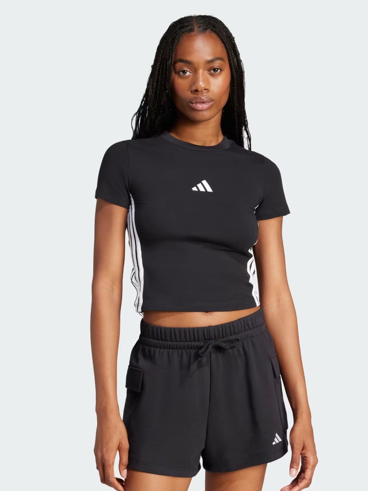 Футболка женская Adidas W 3S SJ BABY T черная JC8325 изображение 2