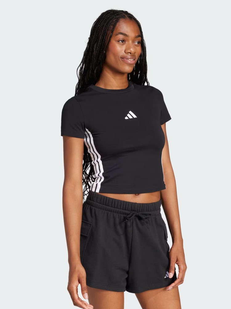 Футболка женская Adidas W 3S SJ BABY T черная JC8325 изображение 4