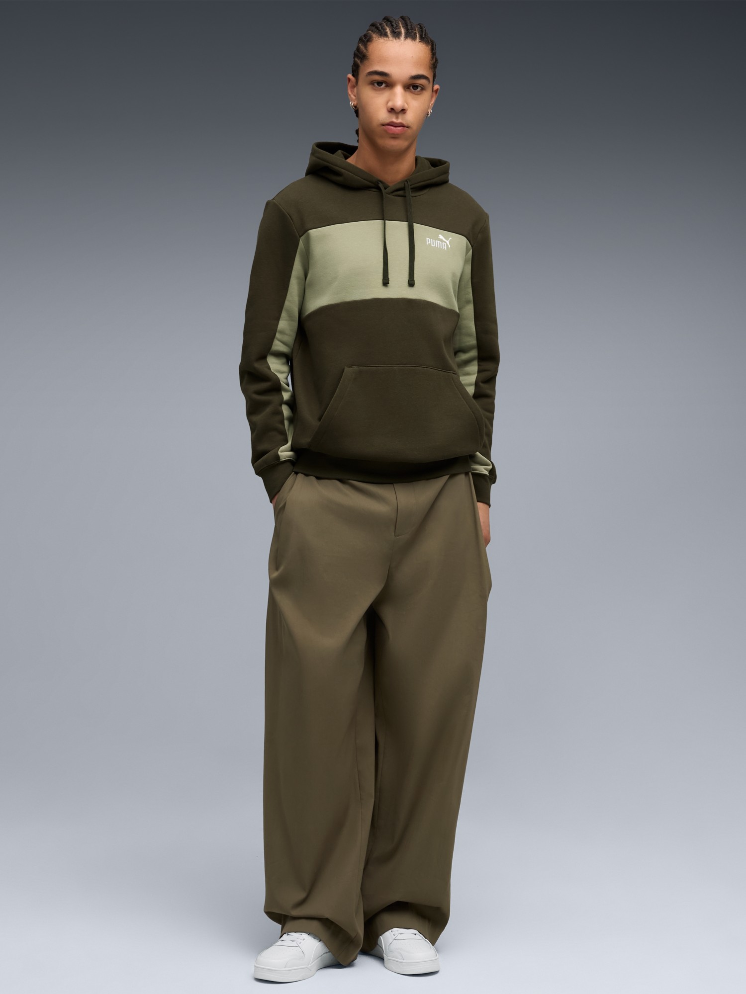 Толстовка мужская Puma ESS BLOCK Hoodie FL хаки 68468682 изображение 4