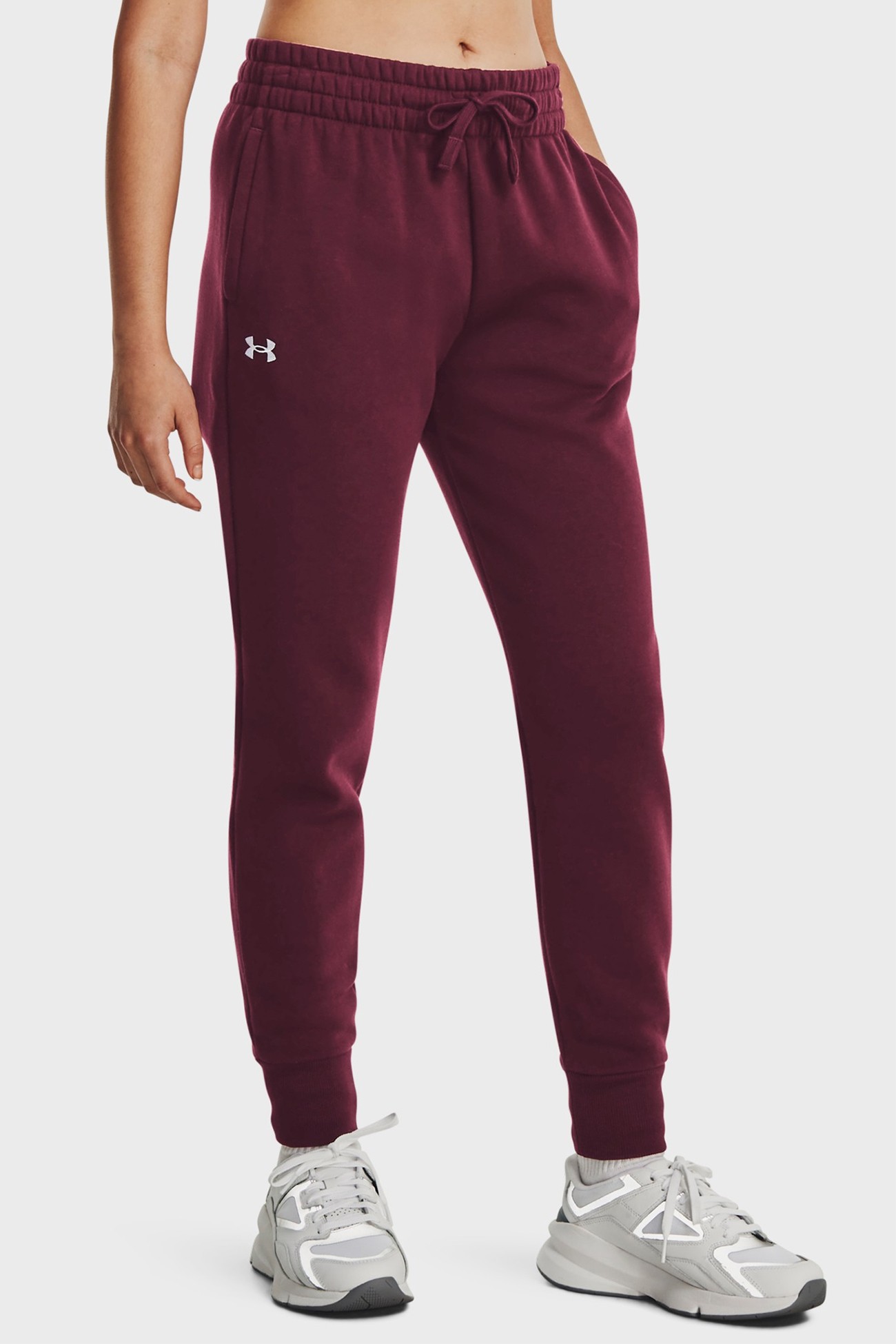 Брюки женские Under Armour UA Rival Fleece Jogger бордовые 1379438-600 изображение 2