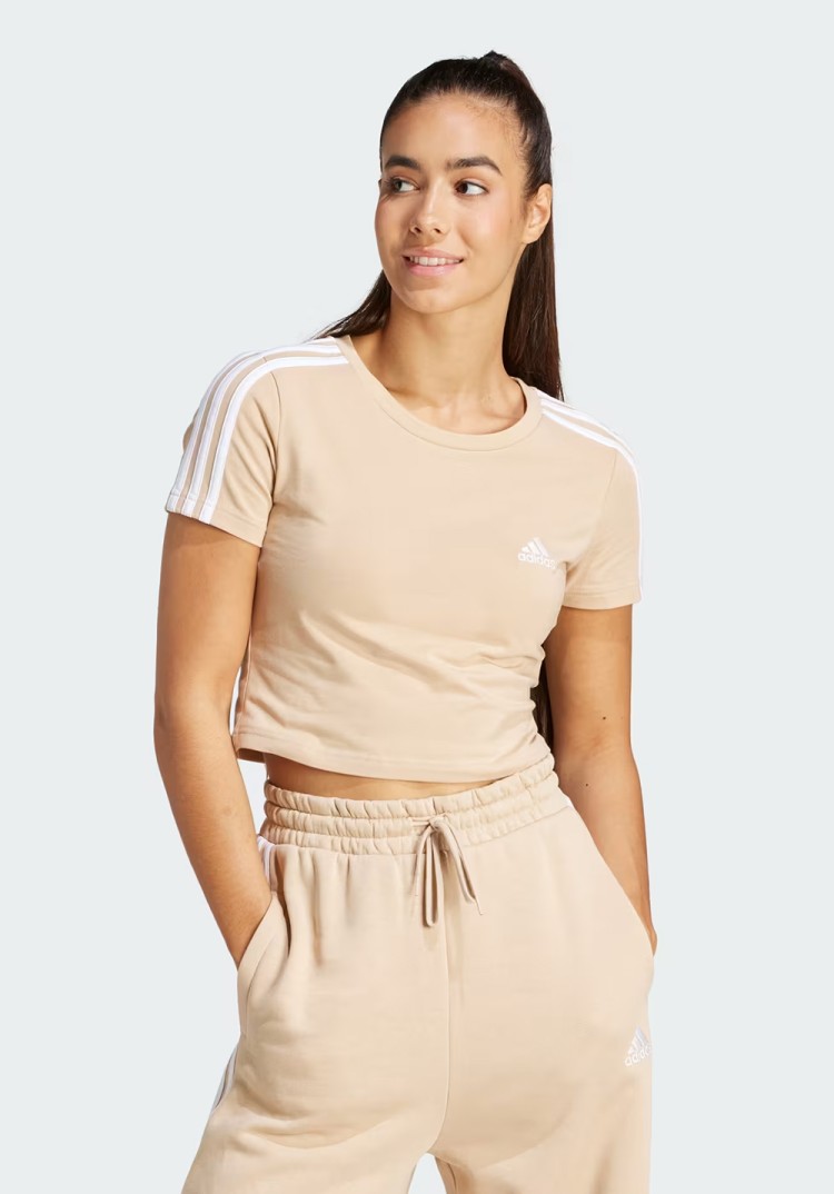 Футболка женская Adidas W 3S BABY T бежевая IR6114 изображение 2