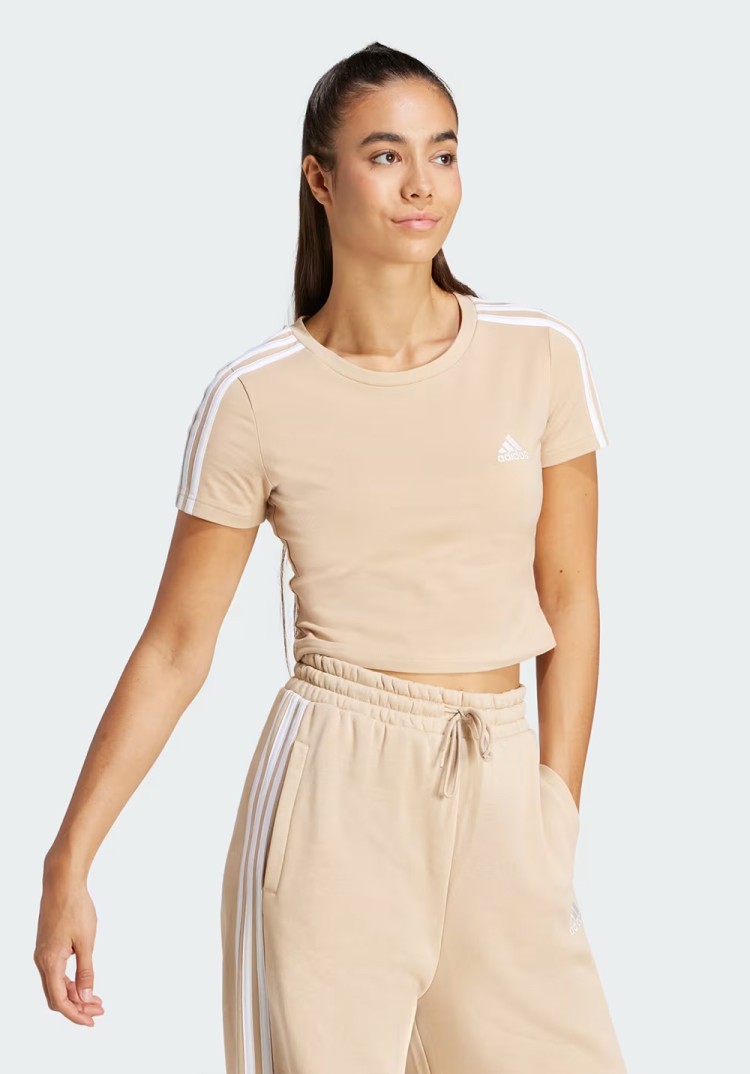 Футболка женская Adidas W 3S BABY T бежевая IR6114 изображение 4