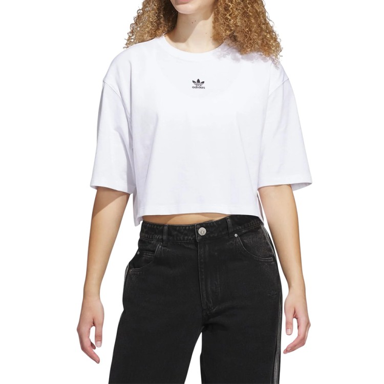 Футболка женская Adidas ESS CROP TEE белая JJ3385 изображение 1