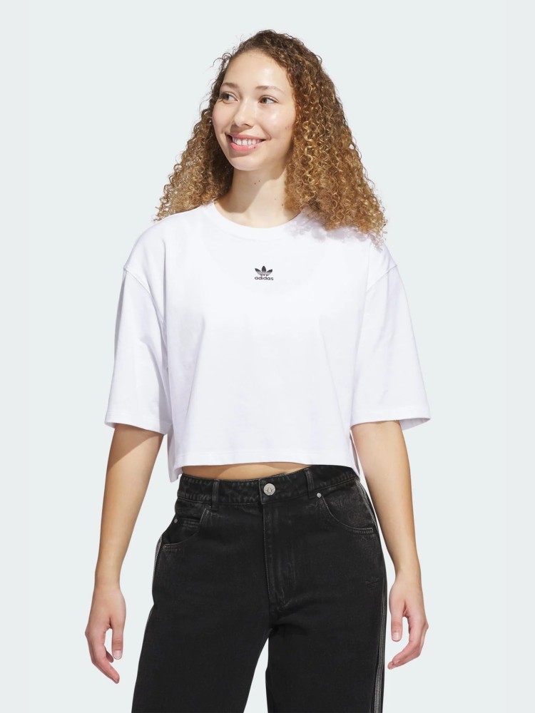 Футболка женская Adidas ESS CROP TEE белая JJ3385 изображение 2